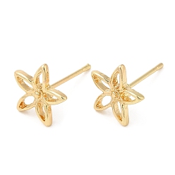 Light Gold Hollow Flower Alloy Stud Earrings for Women, with 304 Stainless Steel Steel Pin, Cadmium Free & Lead Free, Light Gold, 9x9.5mm