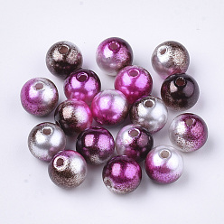 Brun De Noix De Coco Perles en plastique imitation perles arc-en-abs, perles de sirène gradient, ronde, brun coco, 7.5~8x7~7.5mm, trou: 1.6 mm, environ 2000 pcs / 500 g