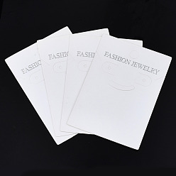 Blanc Cartes d'affichage de clou d'oreille en carton, rectangle avec mot bijoux de mode, blanc, 8.4x6x0.04 cm