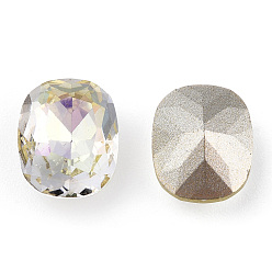 Junquillo K 9 cabujones de diamantes de imitación de cristal, puntiagudo espalda y dorso plateado, facetados, Rectángulo, junquillo, 10x8x5 mm