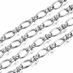 Stainless Steel Color 304 Stainless Steel Oval Link Chains, with Spool, Unwelded, Stainless Steel Color, 10.3x7x1.8mm, about 16.4 Feet(5m)/roll