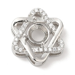 Plata Engastes de cabujón colgante de diamantes de imitación de cristal de latón, abrir de nuevo la configuración, flor, plata, Bandeja: 5 mm, 15.5x14x6 mm, agujero: 1.5x2.5 mm