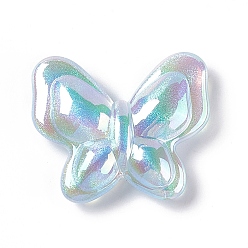 Light Sky Blue Opaque Acrylic Beads, with Glitter Powder, AB Color, Butterfly, Light Sky Blue, 27x32x8.5mm, Hole: 2mm