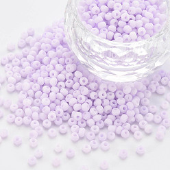 Lilac 8/0 Opaque Glass Seed Beads, Round Hole, Frosted Colours, Round, Lilac, 3~4x2~3mm, Hole: 0.8mm, about 15000pcs/Pound
