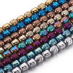 Couleur Mélangete Galvaniques perles d'hématite synthétique non magnétique brins, Bouddha, couleur mixte, 10x8.5x8mm, Trou: 1.2mm, Environ 40 pcs/chapelet, 15.94 pouce (40.5 cm)