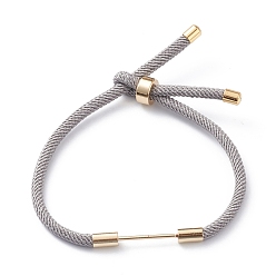 Gray Braided Nylon Cord Bracelet Making, with Brass Findings, Gray, 9-1/2 inch(24cm), Link: 30x4mm