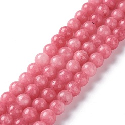 White Jade Natural White Jade Imitation Rhodonite Beads Strands, Round, Dyed, 6mm, Hole: 0.8mm, about 61pcs/strand, 14.76 inch(37.5cm)