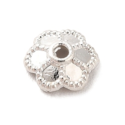 Серебро Сплав шарик крышки, 6-лепесток, цветок, серебряные, 5.5~6x2 мм, отверстие : 1 мм