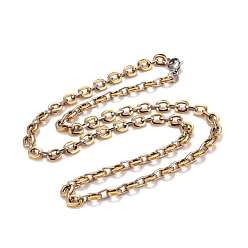 Oro & Acero Inoxidable Color Chapado al vacío 304 collar de cadenas de eslabones ovalados de acero inoxidable, joyas de hip hop para hombres y mujeres, acero color oro y acero, 23.15 pulgada (58.8 cm)