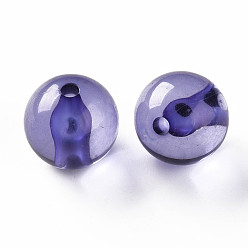 Bleu Ardoise Moyen Perles acryliques transparentes, ronde, bleu ardoise moyen, 16x15mm, Trou: 2.8mm, environ220 pcs / 500 g