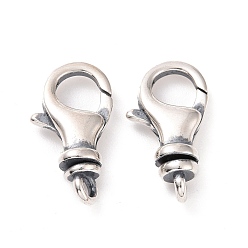 Antique Silver 925 Sterling Silver Swivel Clasps, Antique Silver, 15.5x8.5x4mm, Hole: 1.4mm, Inner Diameter: 4mm