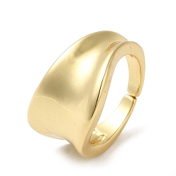 Real 18K Gold Plated Rack Plating Brass Twist Open Cuff Rings, Cadmium Free & Lead Free, Real 18K Gold Plated, US Size 6 1/2(16.9mm)