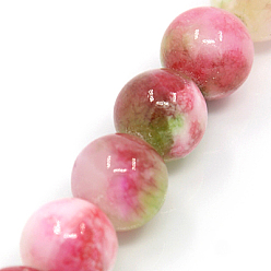Corail Clair Pekin naturelles perles de jade brins, teint, ronde, corail lumière, 10mm, Trou: 1mm, Environ 38 pcs/chapelet, 16 pouce