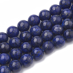 Lapislázuli Hilos de cuentas de lapislázuli natural, teñido, rondo, 8 mm, agujero: 1 mm, sobre 45~48 unidades / cadena, 14.96 pulgada