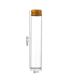 Oro Botellas de vidrio transparente contenedores de cuentas, tubos de almacenamiento de cuentas con tapa de rosca y tapa de aluminio, columna, dorado, 3x15 cm, capacidad: 90 ml (3.04 fl. oz)