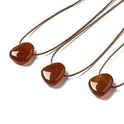 Carnelian Natural Carnelian Triangle Pendant Necklace with Waxed Cord for Women, 15.75~29.92 inch(40~76cm)