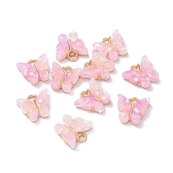 Plum Acrylic Charms, with Sequin & Alloy Findings, Butterfly Charm, Plum, 12x14mm