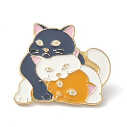 Gray Cute Cats Enamel Pin, Alloy Enamel Brooch Pin for Clothes Bags, Golden, Gray, 25.5x30x10mm, Pin: 1mm