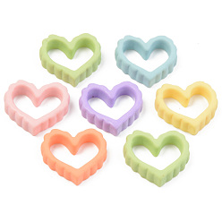Mixed Color Resin Cabochons, Hollow, Heart, Mixed Color, 22x24x5.5mm