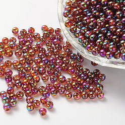 Chameau Perles acryliques transparentes écologiques, ronde, couleur ab , chameau, 6mm, Trou: 1.5mm, environ4000 pcs / 500 g