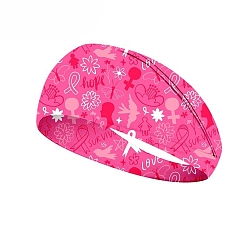 Темно-Розовый Октябрьский рак молочной железы, розовые повязки на голову из полиэстера с лентой и принтом, Широкие эластичные аксессуары для волос для девочек и женщин, темно-розовыми, 100x230 мм