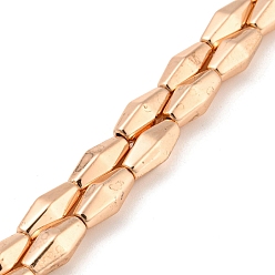 Plaqué D'or Rose Brins de perles d'hématite magnétiques synthétiques galvanisées, losange, rose plaqué or, 12~12.3x5.2~5.8x5.2~5.8mm, Trou: 1.2mm, Environ 33 pcs/chapelet, 17.91'' (45.5 cm)