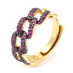 Фуксиновый Регулируемое кольцо из кубического циркония, кольцо из латуни с покрытием из настоящего золота 18k, без свинца и без кадмия, красно-фиолетовые, внутренний диаметр: 17 мм