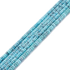 Cielo Azul Cuentas de turquesas sintéticas hebras, teñido, perlas heishi, Disco redondo plano, el cielo azul, 4x1 mm, agujero: 1 mm, 15.24~16.06 pulgada (38.7~40.8 cm)