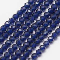 Synthetic Gemstone Synthetic Gemstone Beads Strands, Imitation Sapphire, Faceted, Round, Grade A, 2mm, Hole: 0.5mm, about 148pcs/strand, 15.3 inch(39cm)
