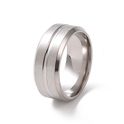 Нержавеющая Сталь Цвет 201 кольцо на палец из нержавеющей стали с рифленой линией для женщин, цвет нержавеющей стали, внутренний диаметр: 17 мм