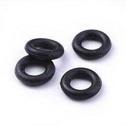 Black Rubber O Rings, Donut Spacer Beads, Fit European Clip Stopper Beads, Black, about 8mm in diameter, 1.9mm thick, 4.2mm inner diameter