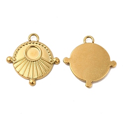 Real 18K Gold Plated Ion Plating(IP) 304 Stainless Steel Pendant Cabochons Settings, Flat Round, Real 18K Gold Plated, Tray: 4mm , 16.5x16x1.5mm, Hole: 1.6mm