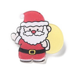 Santa Claus Christmas Theme Acrylic Badges, Iron Pin Brooch, Santa Claus, 37x36x2mm