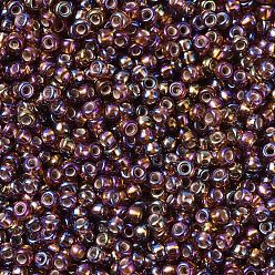 (RR1005) Silverlined Dark Topaz AB MIYUKI Round Rocailles Beads, Japanese Seed Beads, (RR1005) Silverlined Dark Topaz AB, 11/0, 2x1.3mm, Hole: 0.8mm, about 1100pcs/bottle, 10g/bottle