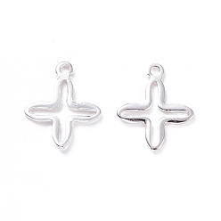 Silver 201 Stainless Steel Tiny Cross Charms, Silver, 13.5x11x0.7mm, Hole: 1mm