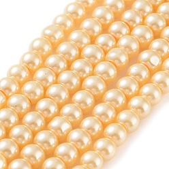 Mocasín Bicarbonato de vidrio pintado nacarado perla hebras grano redondo, mocasín, 6~7 mm, agujero: 1 mm, sobre 145 unidades / cadena, 31.4 pulgada