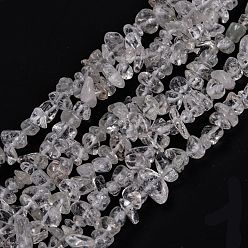 Cristal de Quartz Naturelles cristal de quartz brins de perles, cristal de roche, puce, 3~16x3~8mm, Trou: 0.7mm, 32.28'' (82 cm)