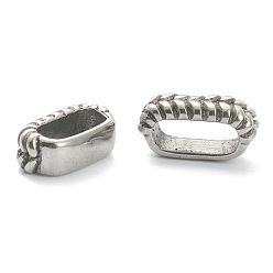 Antique Silver 304 Stainless Steel Linking Rings, Oval, Grooved, Antique Silver, 12.5x4.5x6.5mm, Inner Diameter: 9x3.5mm