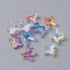 Mixed Color Transparent Glass Cabochons, 3D Butterfly Shape, Mixed Color, 7x7.5x3.5mm