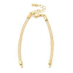 Gold Brass Mesh Chain Link Bracelet Making, with Rhinestone & Lobster Claw Clasp, Fits for Connector Charms, Gold, 4-5/8~6-5/8 inch(16.6~16.9cm), Hole: 2mm