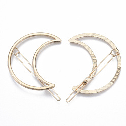 Golden Alloy Hollow Geometric Hair Pin, Ponytail Holder Statement, Hair Accessories for Women, Cadmium Free & Lead Free, Moon, Golden, 53x42mm, Clip: 62~64x4mm