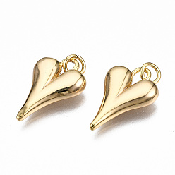 Real 18K Gold Plated Brass Pendants, with Jump Rings, Nickel Free, Heart, Real 18K Gold Plated, 19.5x13x4mm, Jump Rings: 5x0.8mm, 3mm inner diameter