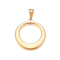 Oro 304 colgantes de acero inoxidable, anillo redondo, dorado, 33x30x1.5 mm, agujero: 10x4.5 mm