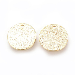Real 18K Gold Plated Brass Charms, Nickel Free, Real 18K Gold Plated, Flat Round, Golden, 12x1mm, Hole: 1mm