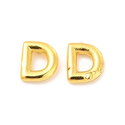 Letter D Boucles d'oreilles en laiton évidées avec lettre initiale pour femmes, réel 18 k plaqué or, sans plomb et sans cadmium, letter.d, 7x6x1.5mm, pin: 0.8 mm