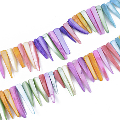 Coloré Chapelets de perles en coquille eau douce , teint, forme croc, colorées, 19~42x4~8x3~6mm, Trou: 1mm, Environ 58 pcs/chapelet, 14.37 pouce (36.5 cm)