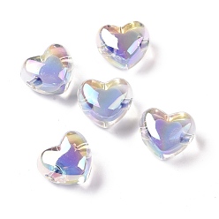 Lilac Transparent Acrylic Beads, Bead in Bead, AB Color Plated, Heart, Lilac, 19x21.5x14mm, Hole: 3.5mm