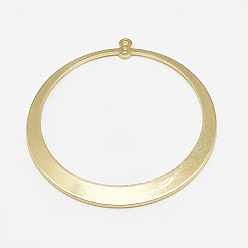 Настоящее золото 18K Подвески из латуни, круглые кольца, реальный 18 k позолоченный, 48x45x1 мм, отверстие : 1 мм