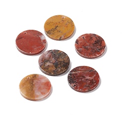 Natural Agate Natural Morocco Agate Pendants, Flat Round, 28.5~31x3.5~5.5mm, Hole: 1.4~2.5mm