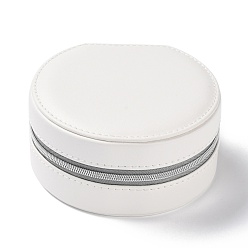 Blanco Joyero de cuero pu, pequeña caja de almacenamiento organizador de joyas de viaje para collar, Esposas, pendiente de anillos, columna, blanco, 11.1x10.6x5.4 cm